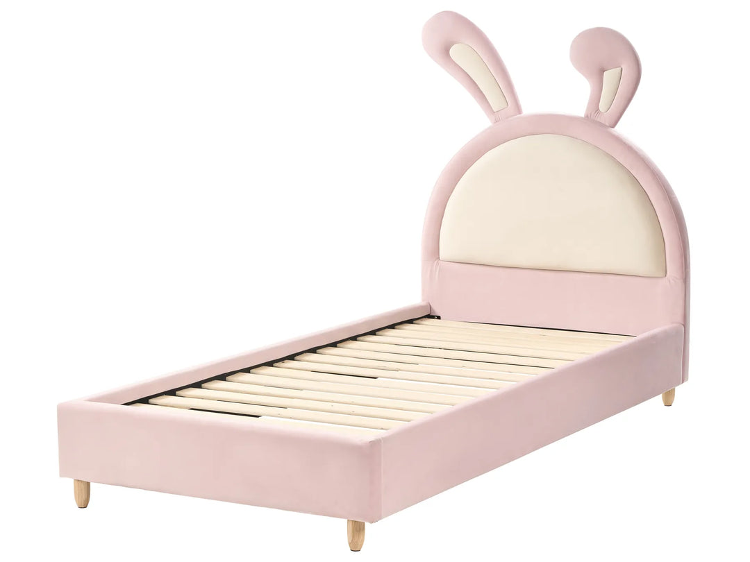 Kids Bed Rabbit Velvet 90 x 200 cm Pink Ariani