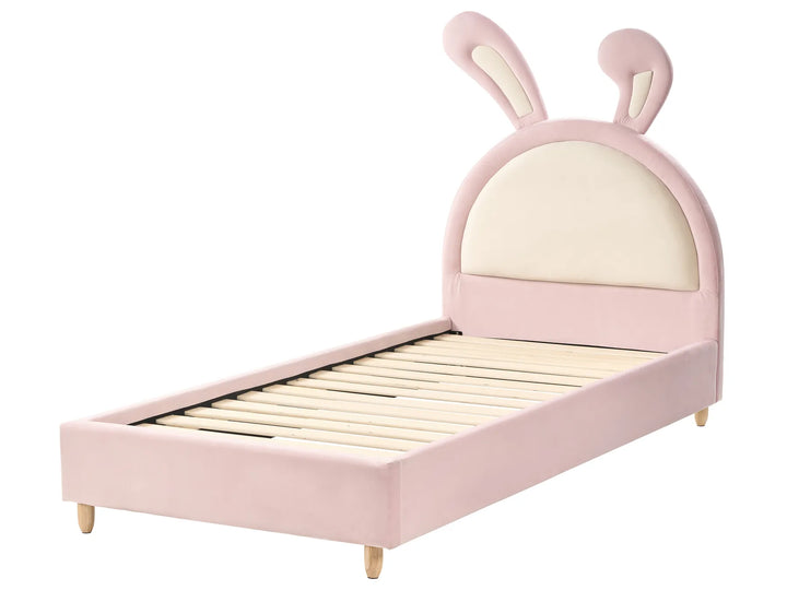 Kids Bed Rabbit Velvet 90 x 200 cm Pink Ariani