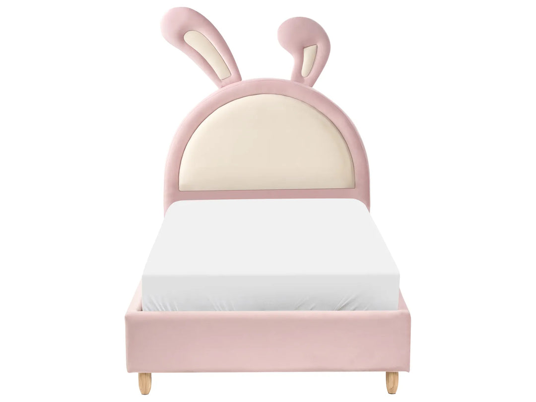 Kids Bed Rabbit Velvet 90 x 200 cm Pink Ariani