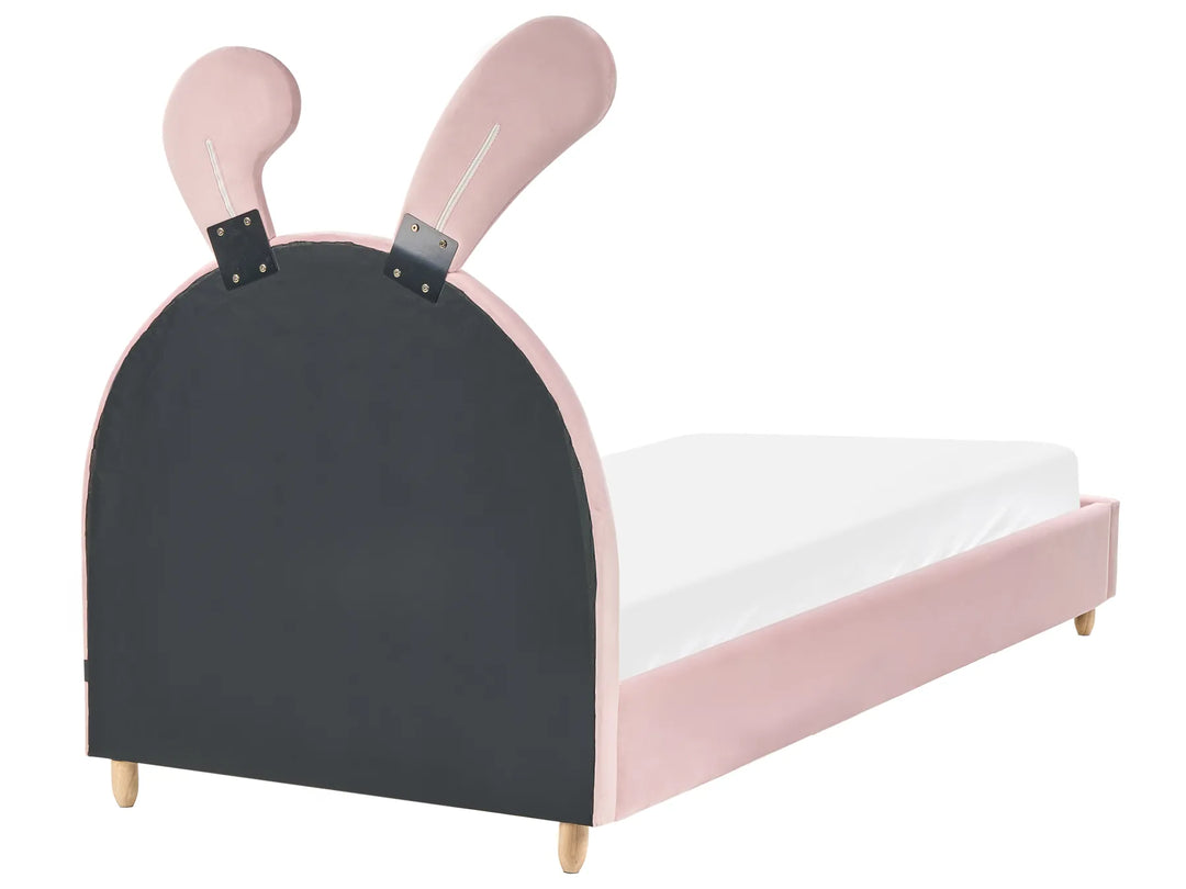 Kids Bed Rabbit Velvet 90 x 200 cm Pink Ariani