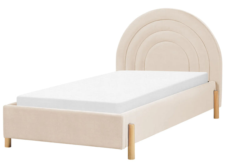 Kids Bed Velvet 90 x 200 cm Beige Dine
