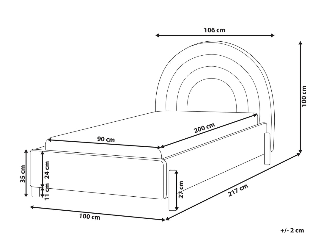 Kids Bed Velvet 90 x 200 cm Beige Dine