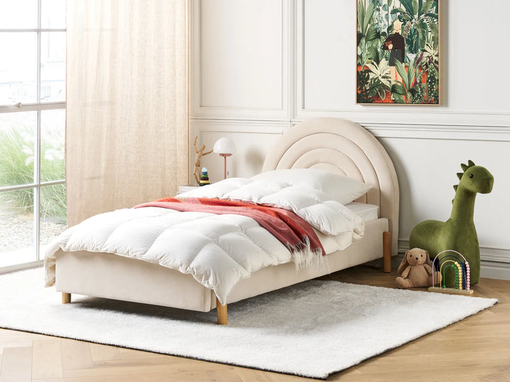 Kids Bed Velvet 90 x 200 cm Beige Dine