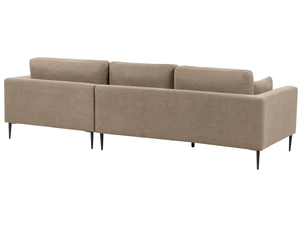 Corner Sofa 3 Seater Fabric Light Brown Left Hand Weller