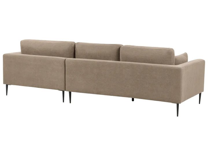 Corner Sofa 3 Seater Fabric Light Brown Left Hand Weller