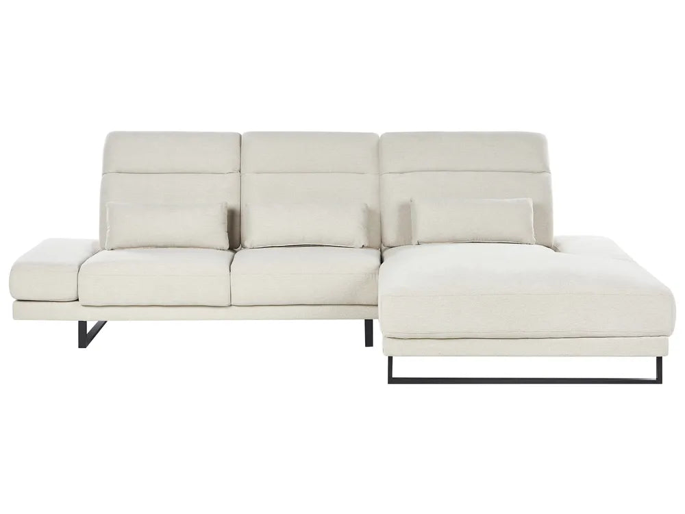 Corner Sofa 4 Seater IKAST Fabric Light Beige Left Hand