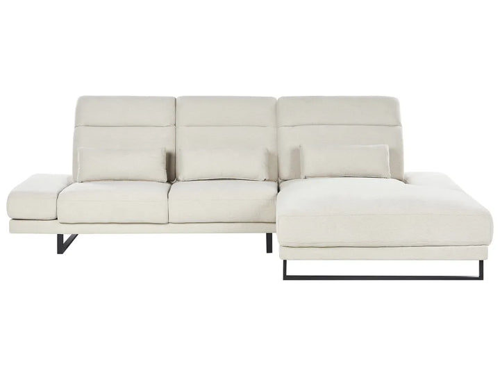 Corner Sofa 4 Seater IKAST Fabric Light Beige Left Hand