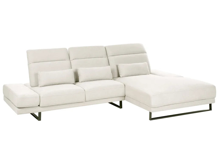 Corner Sofa 4 Seater Fabric Light Beige Left Hand Caudill