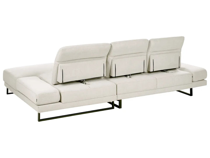 Corner Sofa 4 Seater Fabric Light Beige Left Hand Caudill