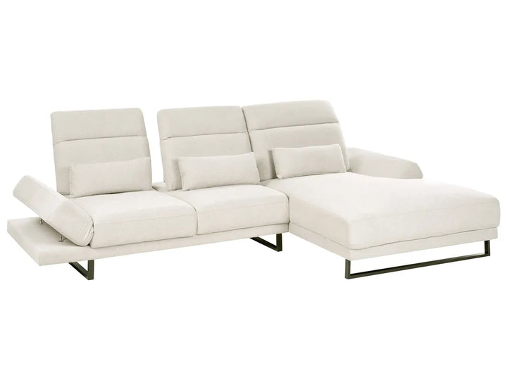 Corner Sofa 4 Seater Fabric Light Beige Left Hand Caudill