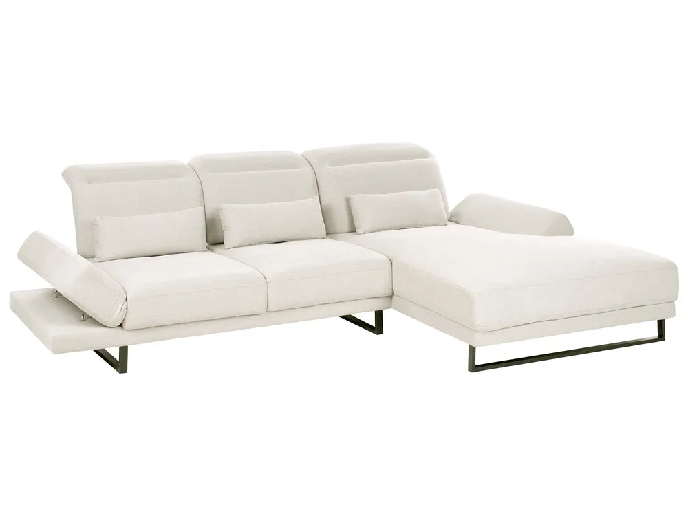 Corner Sofa 4 Seater Fabric Light Beige Left Hand Caudill