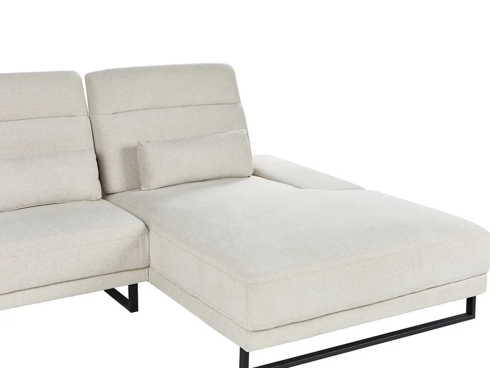 Corner Sofa 4 Seater Fabric Light Beige Left Hand Caudill