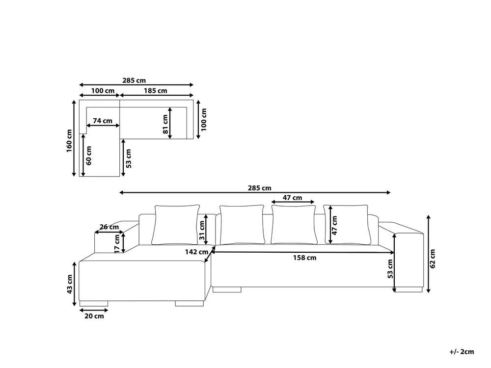 Corner Sofa 4 Seater Corduroy Green Right Hand Kaemon