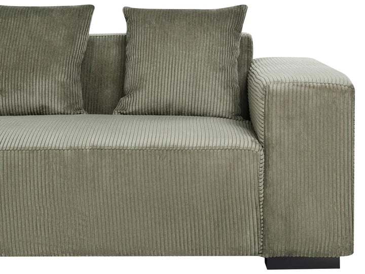 Corner Sofa 4 Seater Corduroy Green Right Hand Kaemon