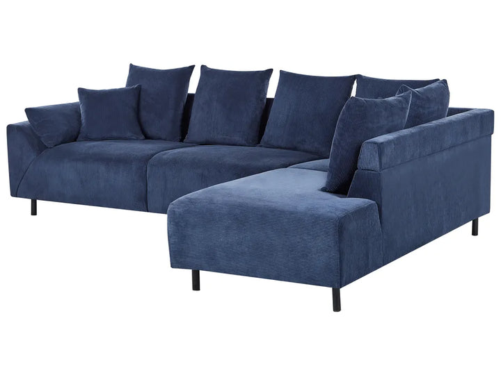 Corner Sofa 4 Seater Corduroy Dark Blue Left Hand Lippa