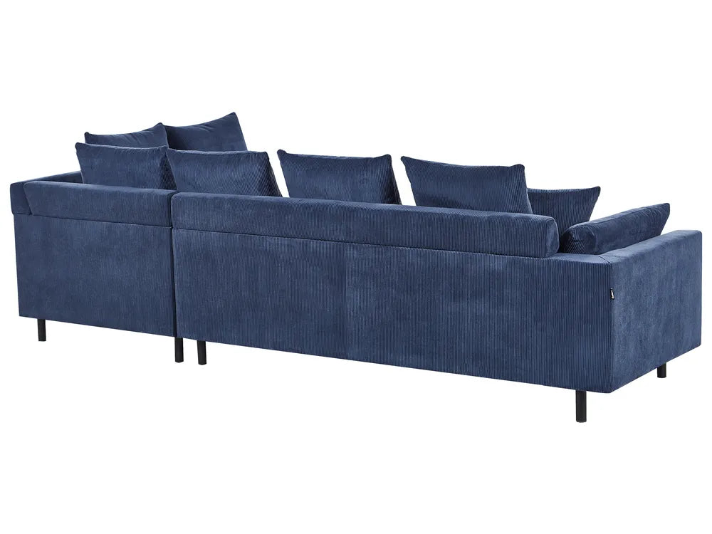 Corner Sofa 4 Seater Corduroy Dark Blue Left Hand Lippa