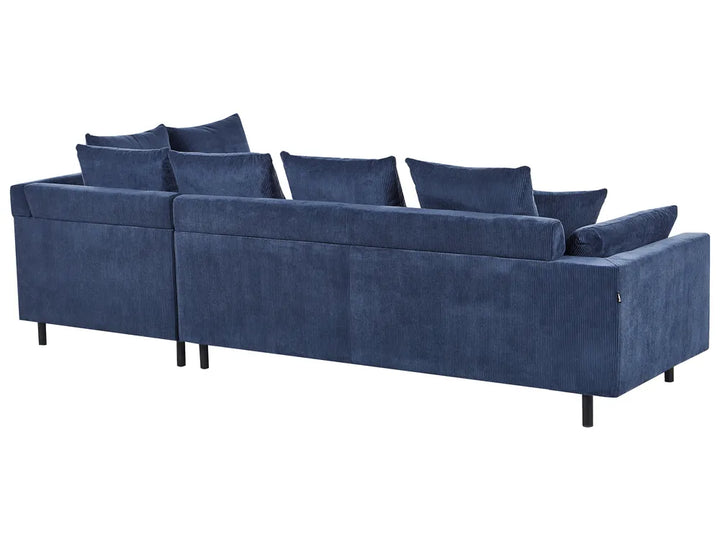 Corner Sofa 4 Seater Corduroy Dark Blue Left Hand Lippa