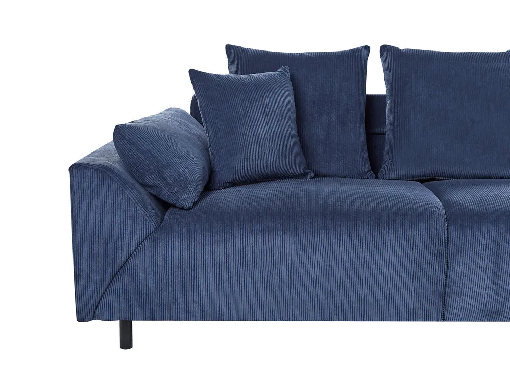 Corner Sofa 4 Seater Corduroy Dark Blue Left Hand Lippa