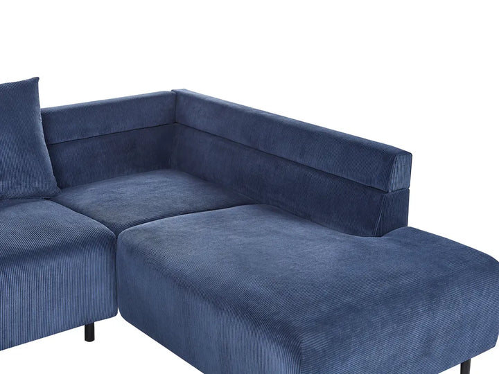 Corner Sofa 4 Seater Corduroy Dark Blue Left Hand Lippa