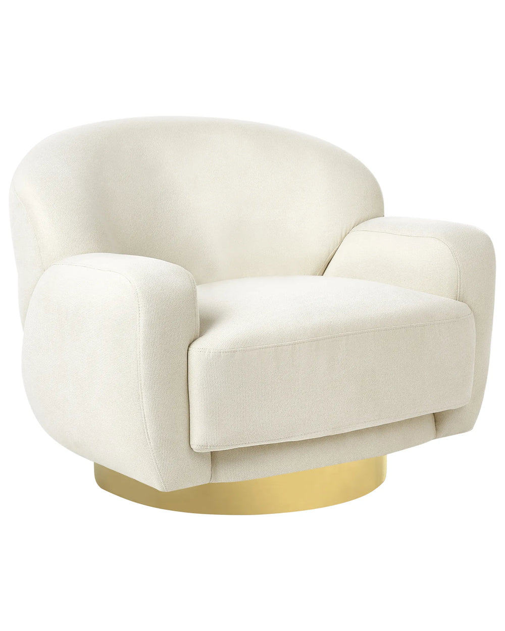 White armchair with gold base on a white background
