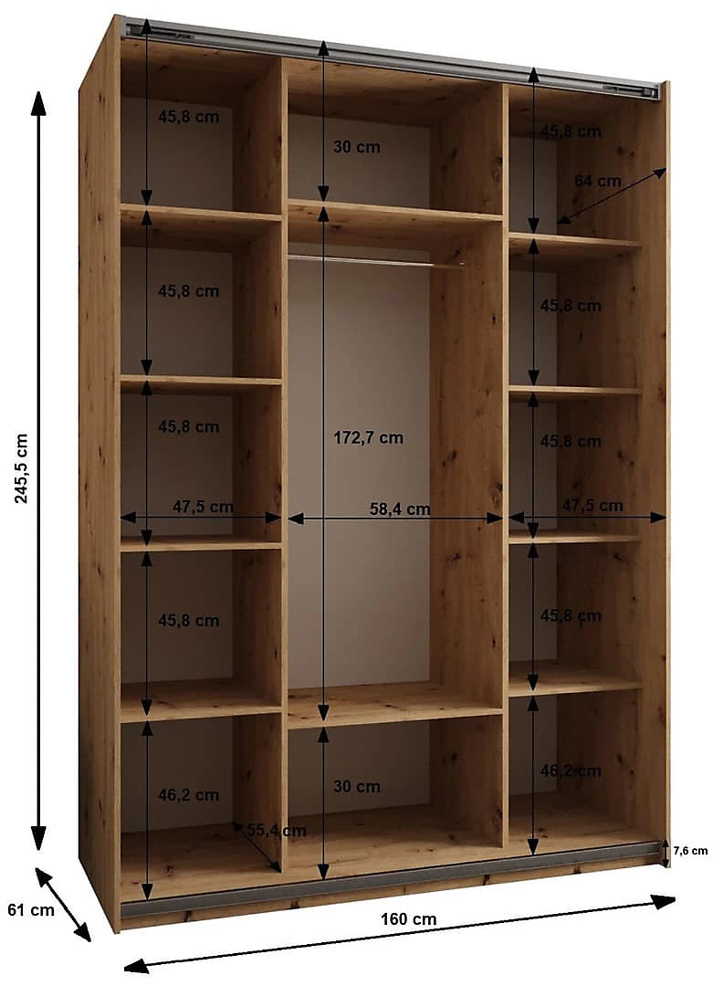 Trosa III Luxurious Sliding Door Wardrobe Cashmere Finish