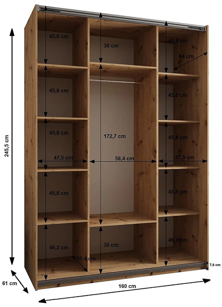 Trosa III Luxurious Sliding Door Wardrobe Cashmere Finish