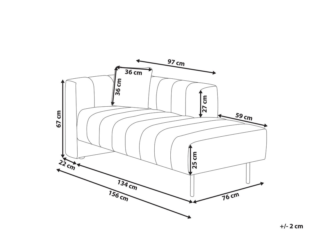 Lannils Left Hand Vegan Faux Leather Chaise Lounge Off-White