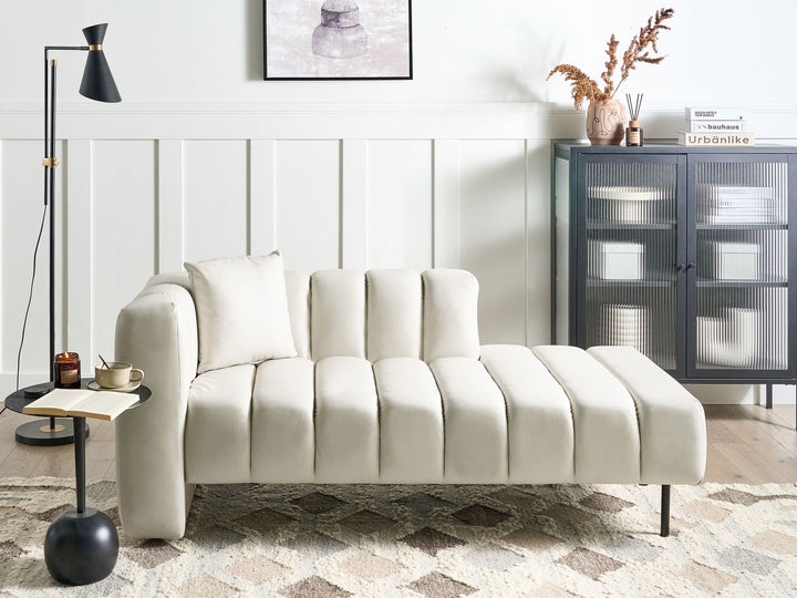 Lannils Left Hand Vegan Faux Leather Chaise Lounge Off-White