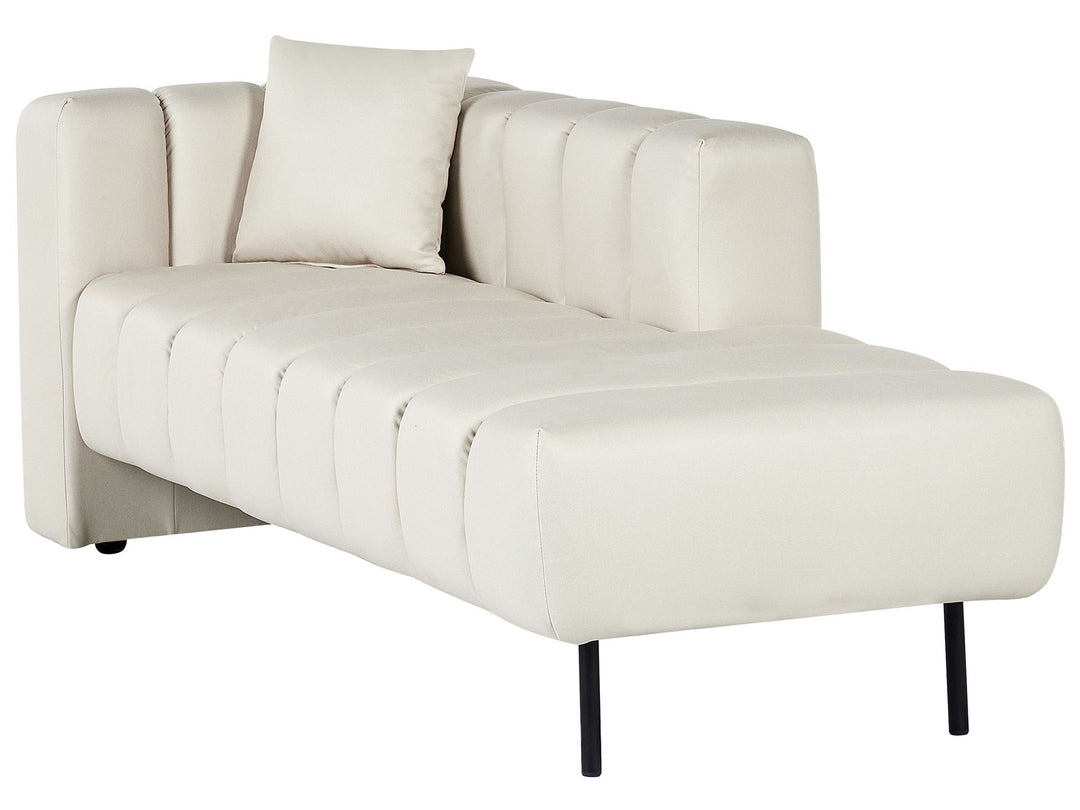 Lannils Left Hand Vegan Faux Leather Chaise Lounge Off-White