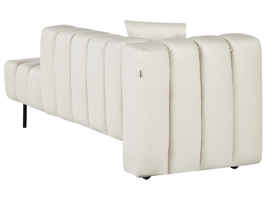 Lannils Left Hand Vegan Faux Leather Chaise Lounge Off-White