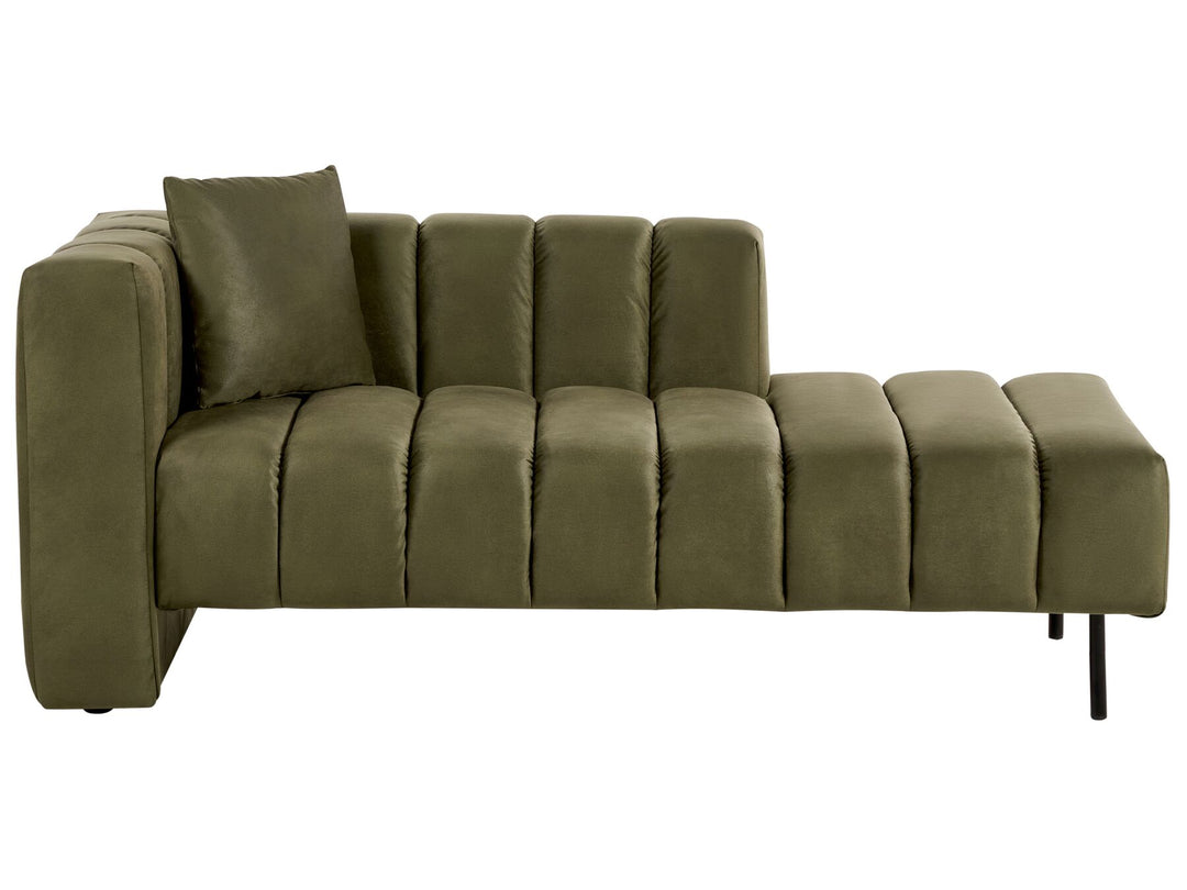 Lannils Left Hand Velvet Chaise Lounge Green