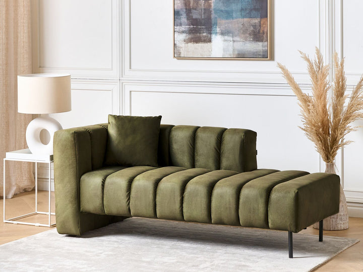 Lannils Left Hand Velvet Chaise Lounge Green