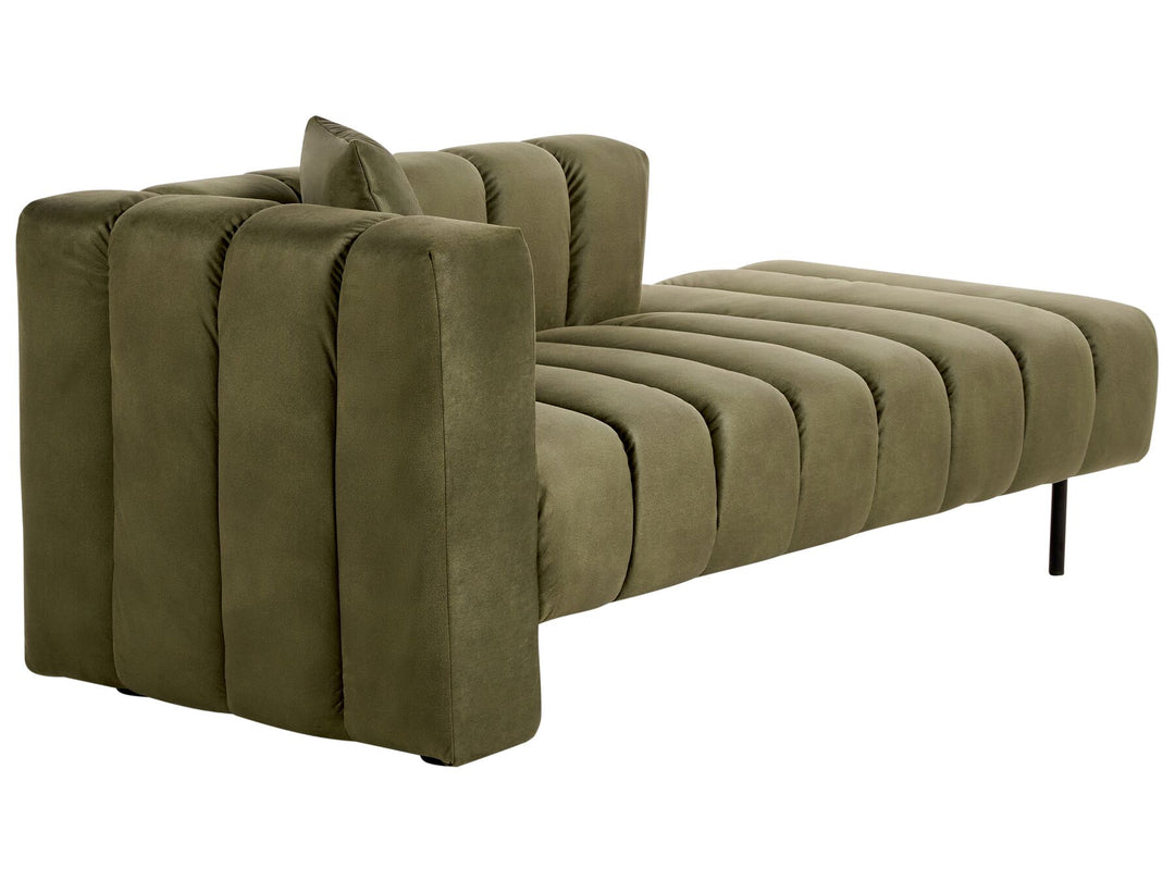 Lannils Left Hand Velvet Chaise Lounge Green