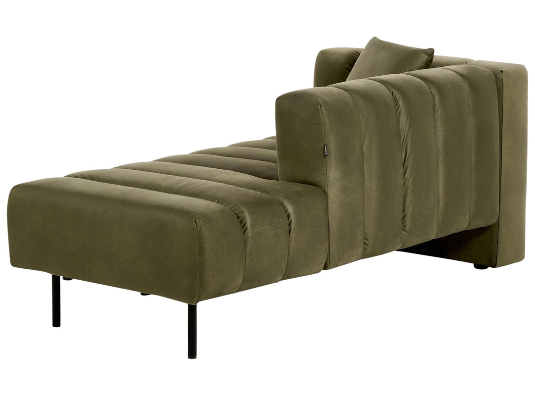 Lannils Left Hand Velvet Chaise Lounge Green