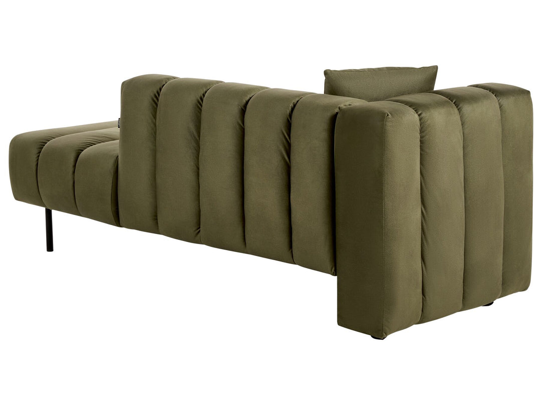 Lannils Left Hand Velvet Chaise Lounge Green