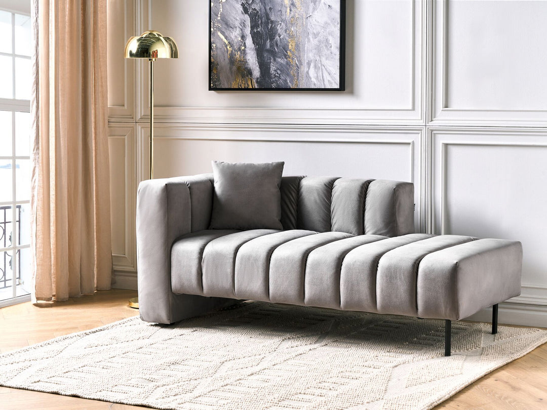 Lannils Left Hand Velvet Chaise Lounge Taupe