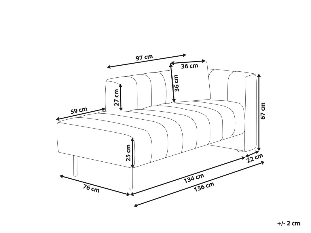 Lannils Right Hand Vegan Faux Leather Chaise Lounge Off-White