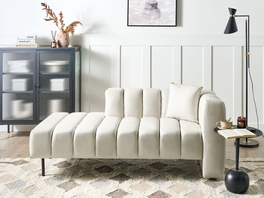 Lannils Right Hand Vegan Faux Leather Chaise Lounge Off-White