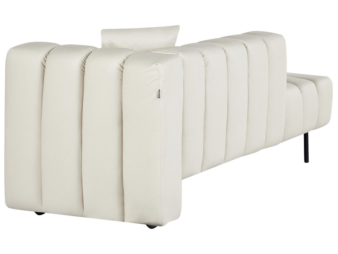 Lannils Right Hand Vegan Faux Leather Chaise Lounge Off-White