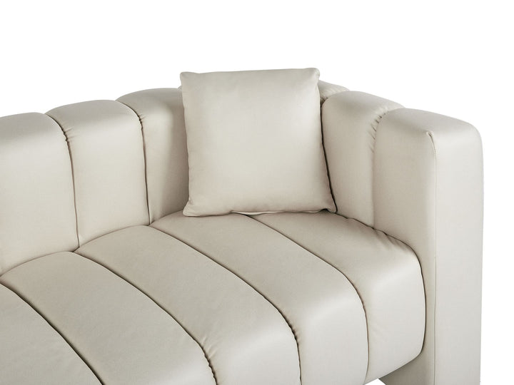 Lannils Right Hand Vegan Faux Leather Chaise Lounge Off-White