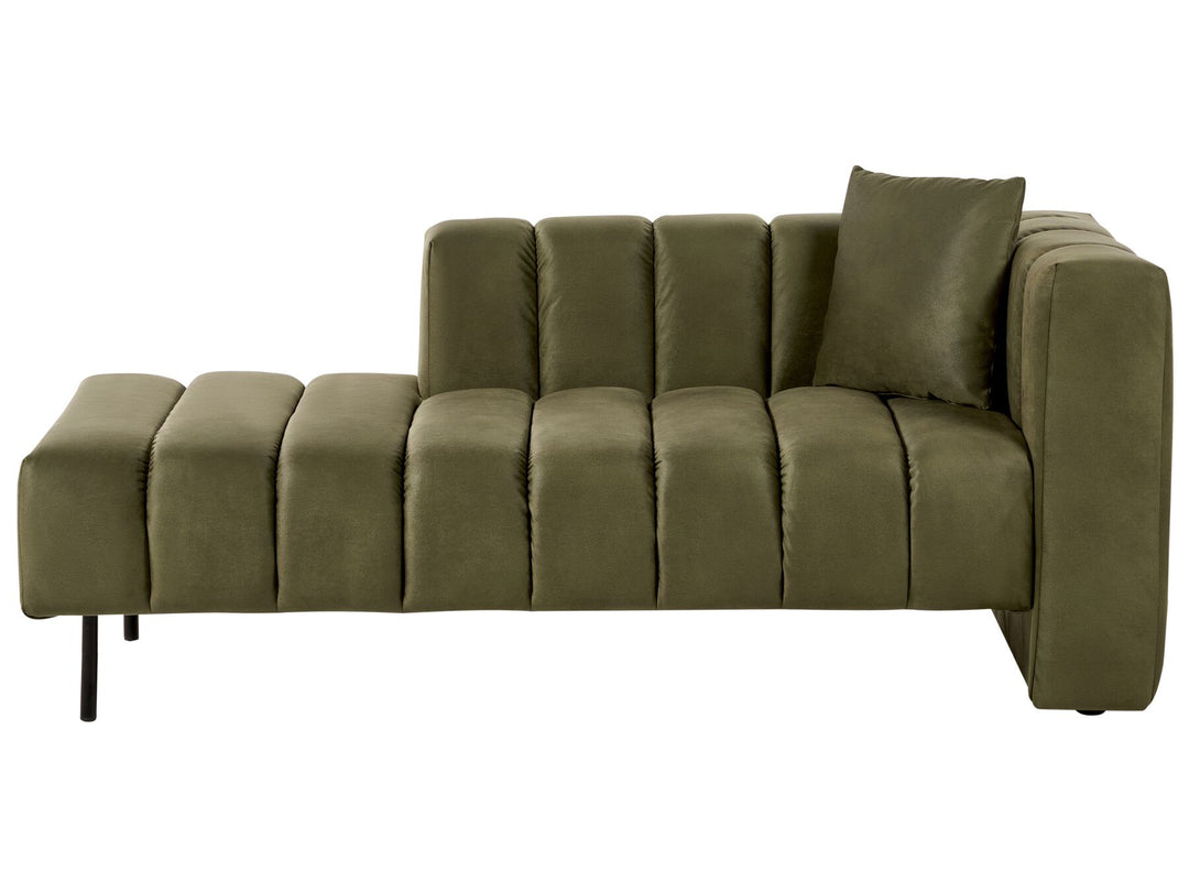 Lannils Right Hand Velvet Chaise Lounge Green