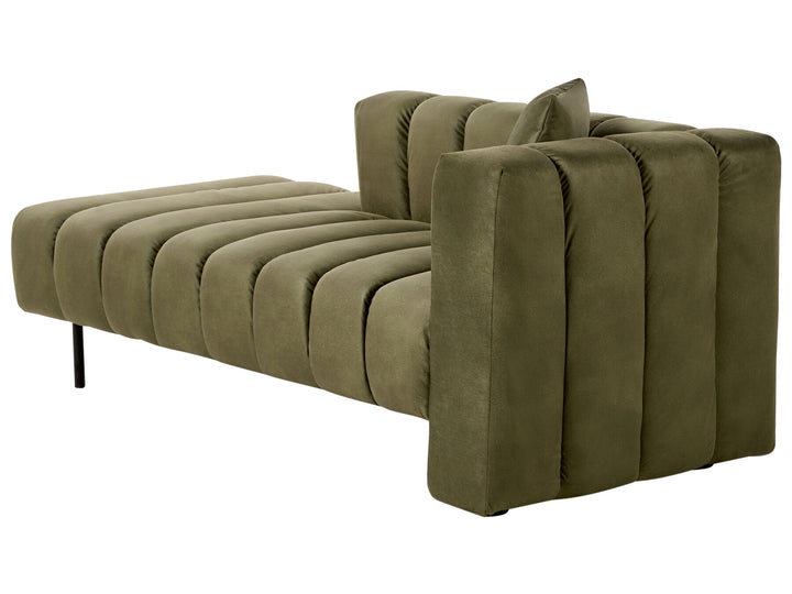 Lannils Right Hand Velvet Chaise Lounge Green