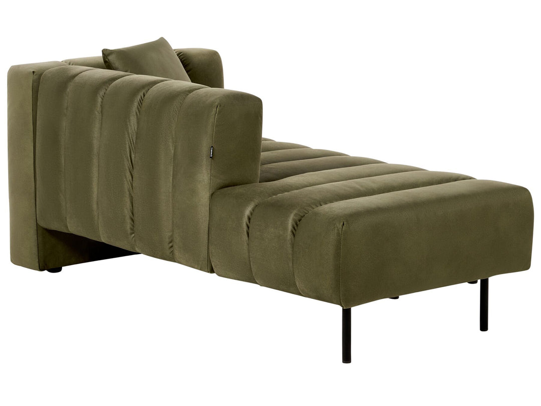 Lannils Right Hand Velvet Chaise Lounge Green