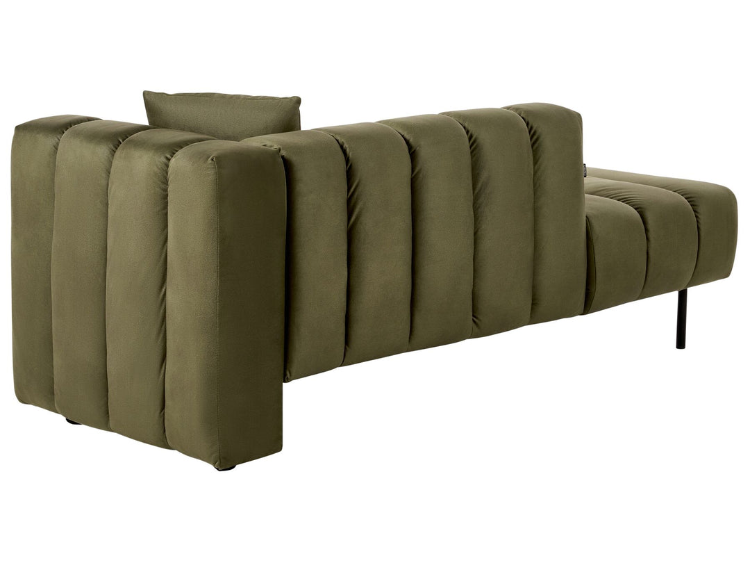 Lannils Right Hand Velvet Chaise Lounge Green