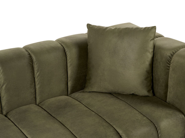 Lannils Right Hand Velvet Chaise Lounge Green