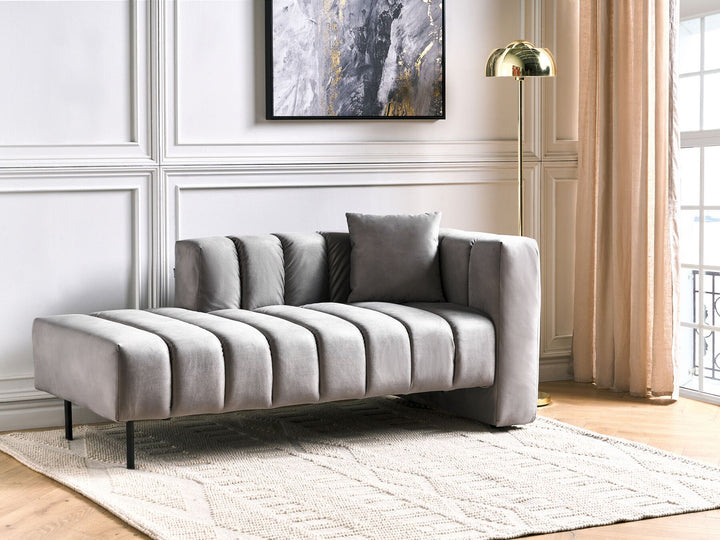 Lannils Right Hand Velvet Chaise Lounge Taupe