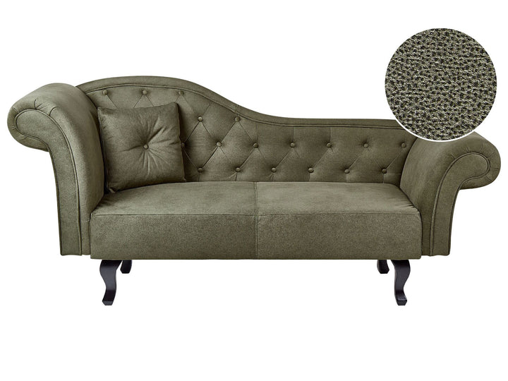 Lattes II Left Hand Velvet Chaise Lounge Olive Green