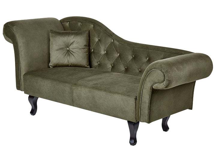 Lattes II Left Hand Velvet Chaise Lounge Olive Green