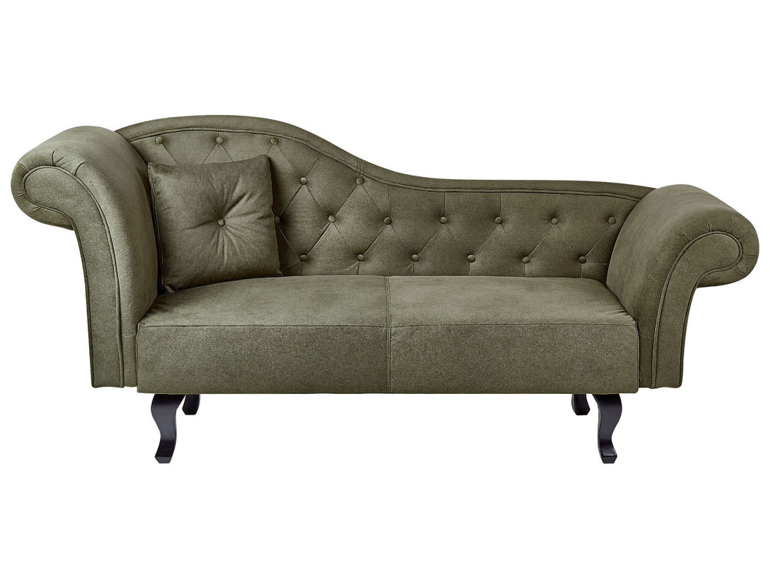 Lattes II Left Hand Velvet Chaise Lounge Olive Green