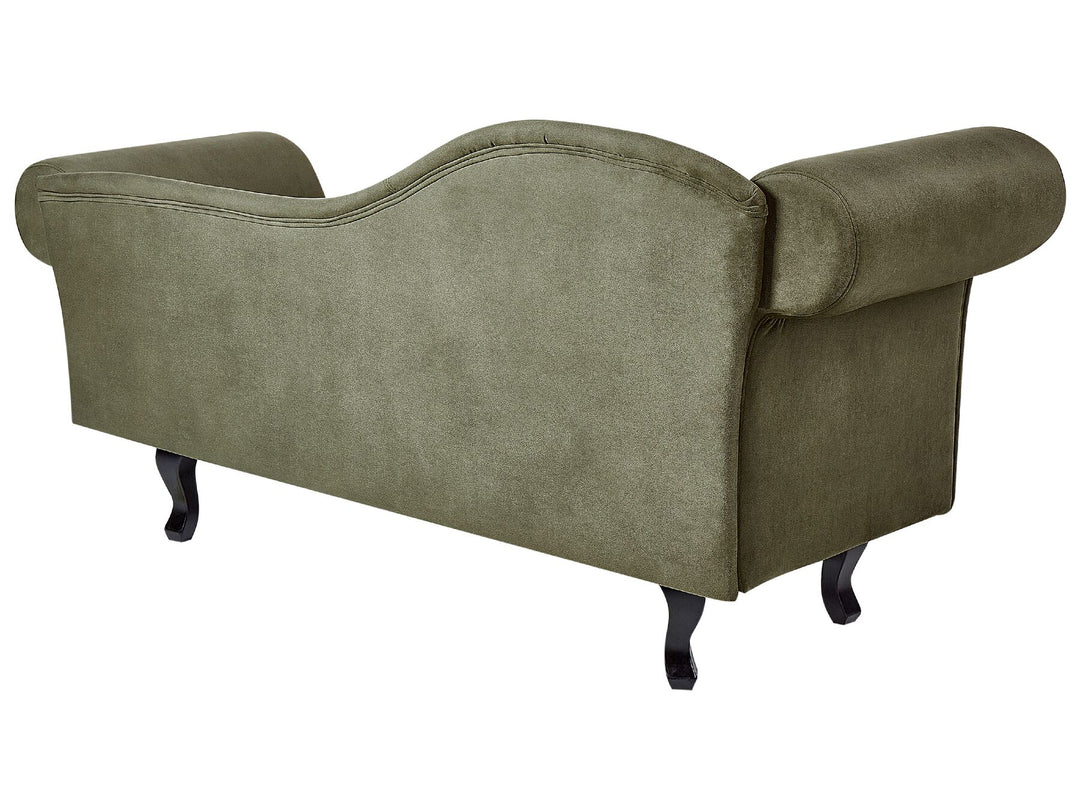 Lattes II Left Hand Velvet Chaise Lounge Olive Green